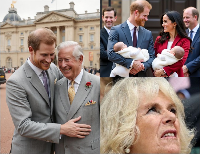 Royal reunion: Prince Harry brings Meghan and their twin princes back to apologize to King Charles, who joyfully grants them new titles—though Camilla is left fuming…